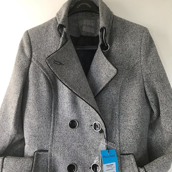 New‎ Double-Breasted Tweed Grey Coat by PAUCINNI - Picture 8 of 8